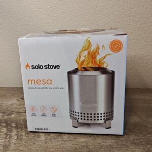 Solo Stove Mesa Tabletop Fire Pit Stainless Steel Easy Low Smoke Dual Fuel New